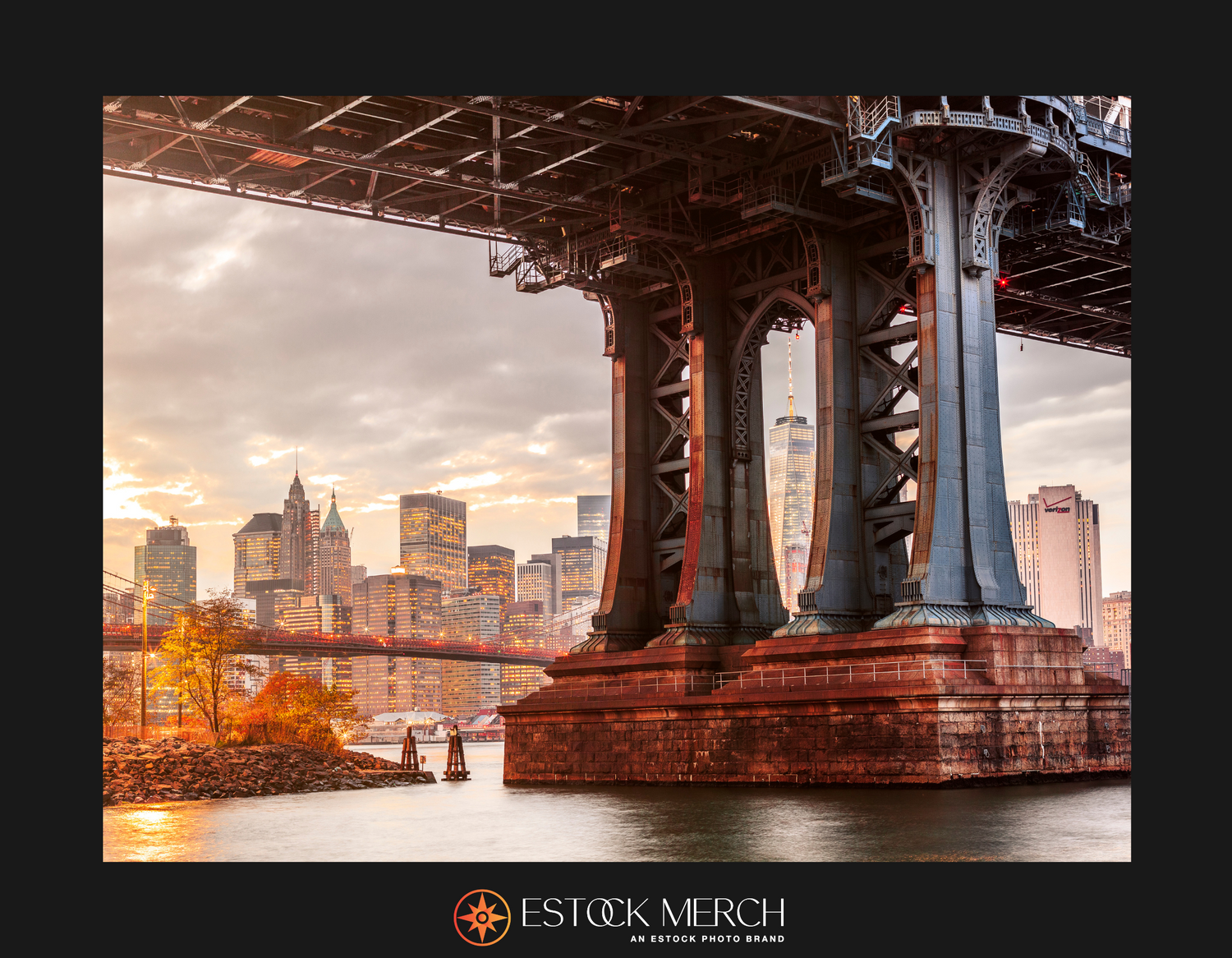 Brooklyn Bridge with Lower Manhattan NYC skyline and Freedom Tower Fine Art Print