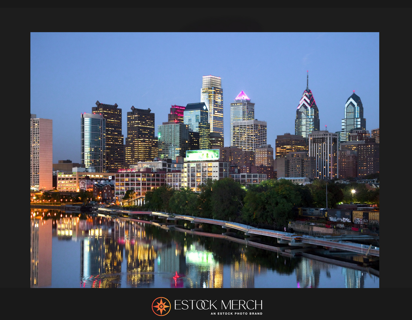 Philadelphia skyline at night fine art photo on matte paper